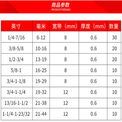 箍全钢箍卡箍管套装热销304抱组合夹120pcs盒装喉不锈钢