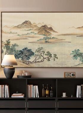 宋式美学山水中式复古艺术感挂画中古风客厅背景墙装饰画湖山春暖
