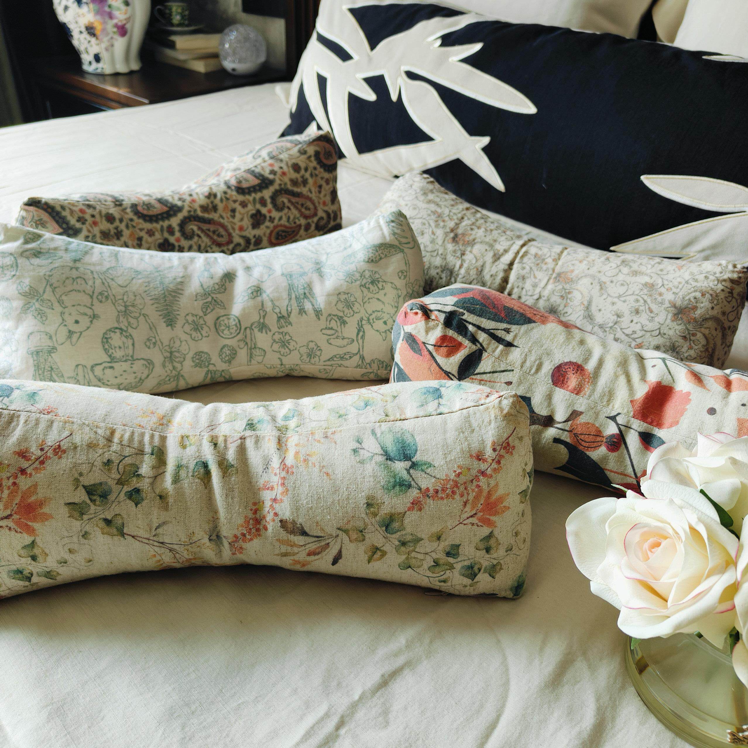 外贸出口酵素水洗亚麻颈椎枕头荞麦壳单人枕芯可拆洗沙发骨头枕