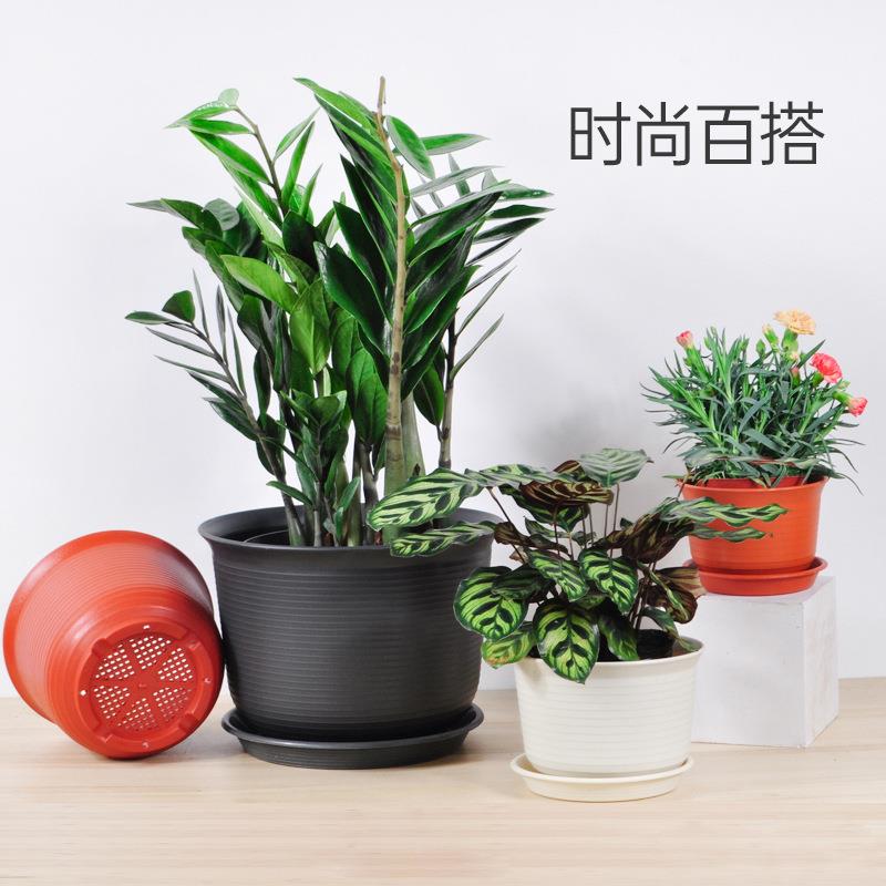 仿陶瓷树脂花盆绿植加厚简约家用圆形透气塑料花盆厂家直销价