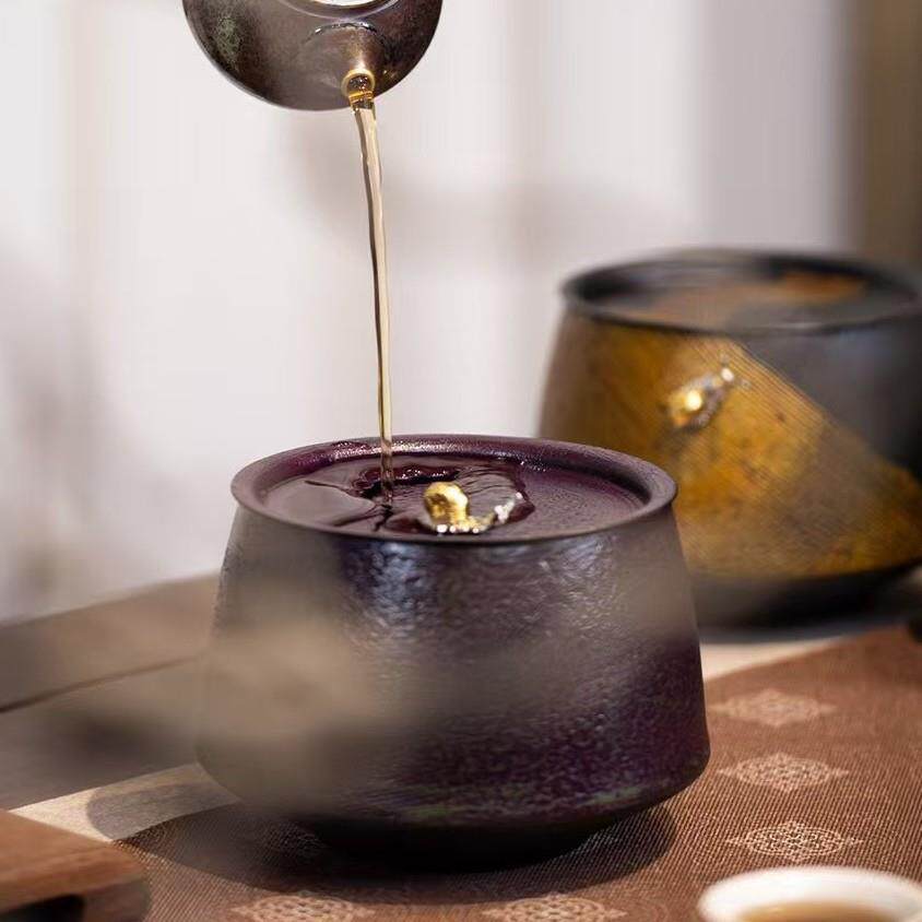 大漆老铁水方复古水洗茶台建水茶洗壶承干泡台茶海