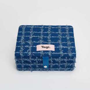 tagi.首饰盒时尚枕头提花大容量复古便携mini双层子母收纳盒