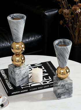 北样板房软装饰品摆件简大约现代ALM欧式家居餐桌不锈欧钢理蜡烛