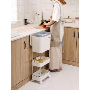 厨房垃圾桶家用多层大容量带盖滚轮可移动翻盖大号干湿分离收新品