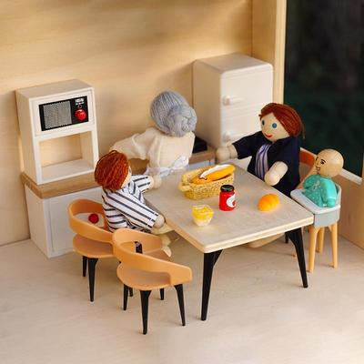 1:12娃娃屋微缩迷你仿真小家具餐桌椅厨房场景摆件装饰品过家家