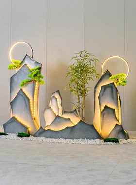 创意假山摆件室内景观枯山水造景楼梯底下面店铺橱窗装饰场景布置