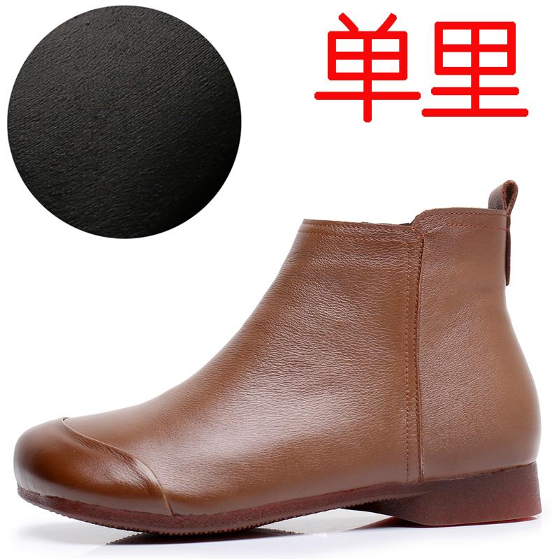 高档妈鞋妈棉女冬季天防鹅绒滑大底覆古中老年短靴软底码平底女靴