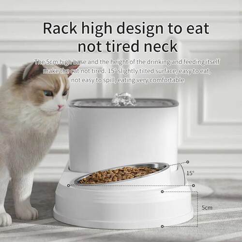 2in1 Cat Water Fountain Automatic Cats Drinker and Feeding B