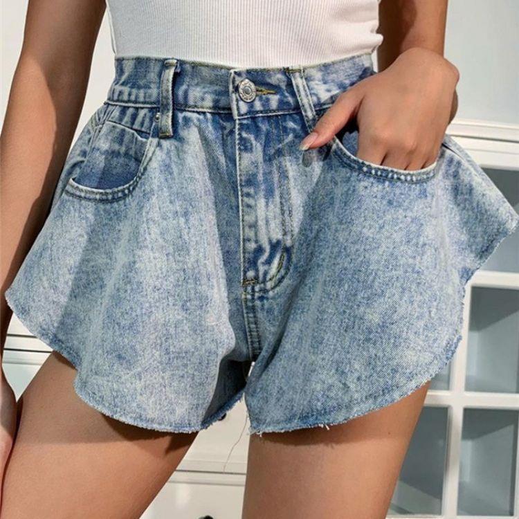 Hot Shorts Leg Womens Slimming All-match Denim A-Line Loose