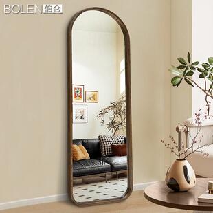 BOLEN 饰镜子试衣落地镜 中古拱形全身镜覆古实木全身镜壁挂家用装