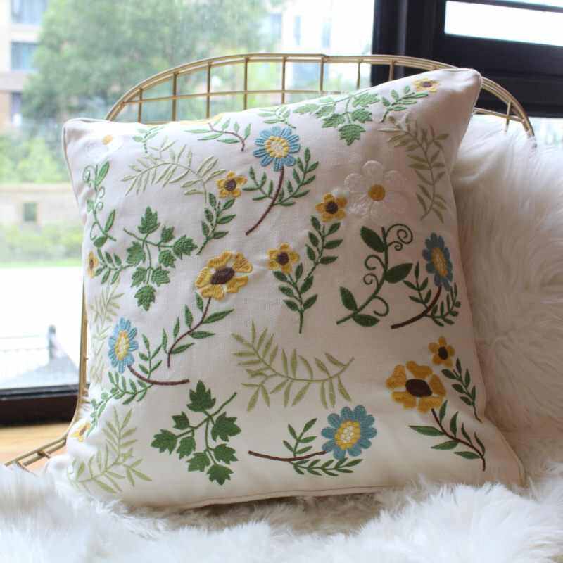 美式田园风刺绣花抱枕套不含芯客厅沙发靠垫午休飘窗床头靠张张,居家布艺,靠垫/抱枕,淘宝优惠券,粉丝福利购,淘宝优惠卷