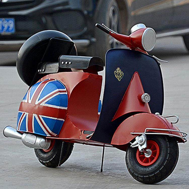 大号铁艺踏板小绵羊摩托模型摄影道具家居装饰品复古车模摆件