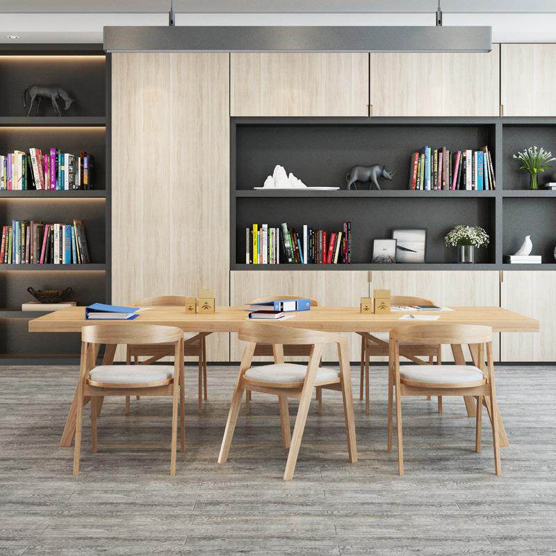 实木会议桌长桌办公桌阅览室洽谈桌椅组合简约现代职员办公长条桌