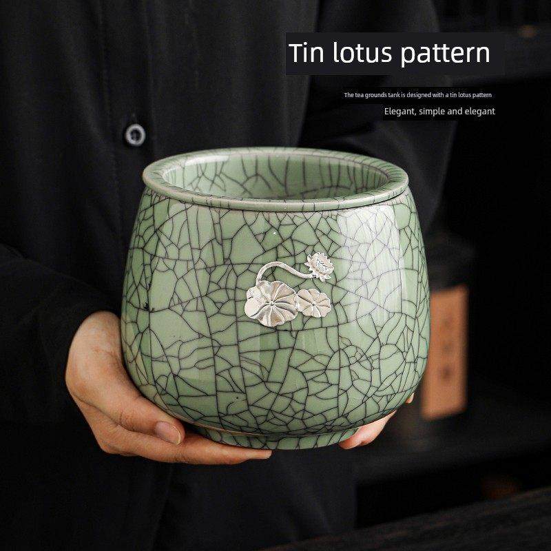 陶瓷茶渣罐葛窑洗茶带过滤建筑水生活污水罐台式垃圾桶倒茶孟茶罐,餐饮具,茶道/零配,淘宝优惠券,粉丝福利购,淘宝优惠卷