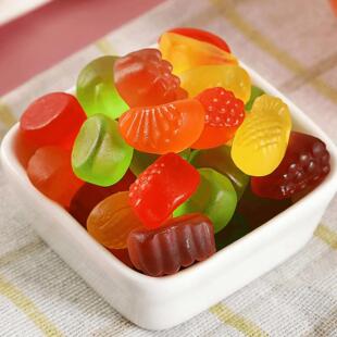 零食符号彩色软糖酸砂爆油水果味橡胶混合软糖4D果汁软糖