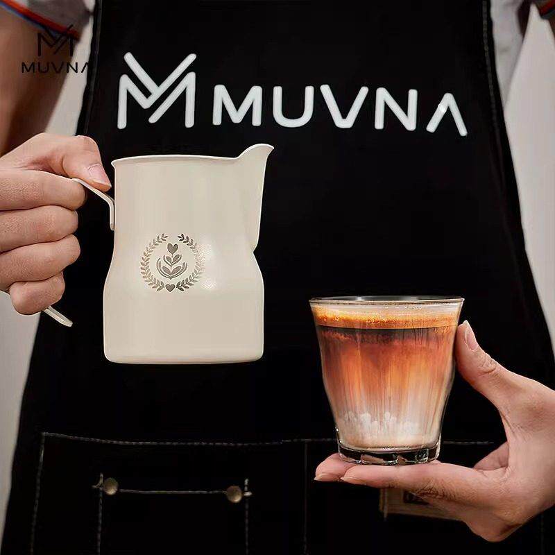 MUVNA意式咖啡打奶杯304不锈钢大肚打奶缸350/450ml拉花杯奶泡杯图片