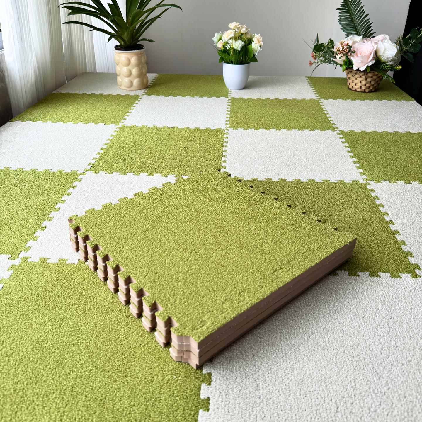 日式拼接地毯卧室大面积全铺床边毯客厅飘窗幼儿园隔音防摔地垫子