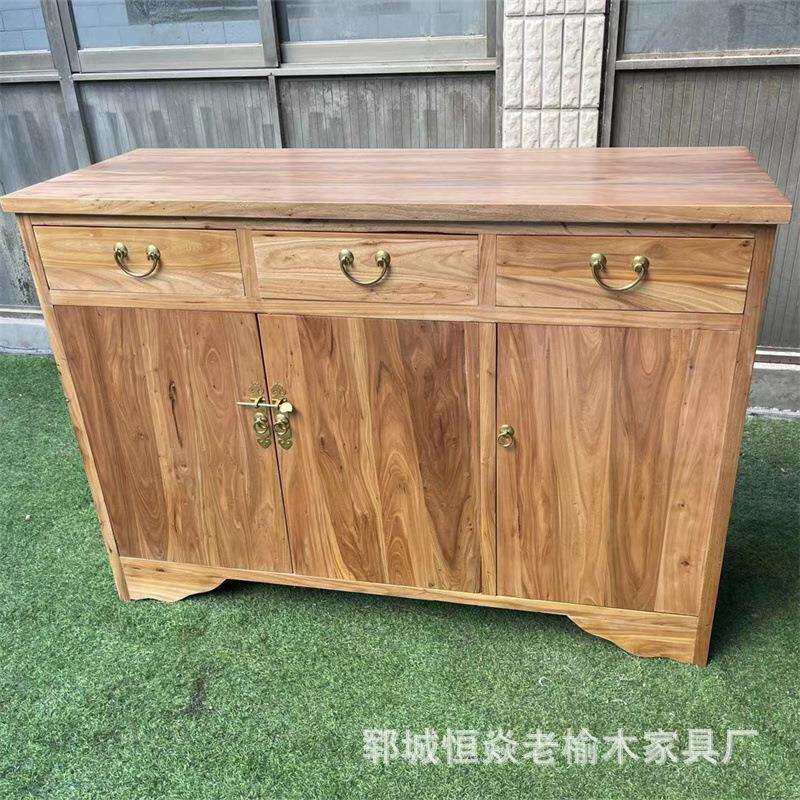 老榆木边柜整装榆木家具双门置物柜新中式储物收纳柜玄关靠墙柜