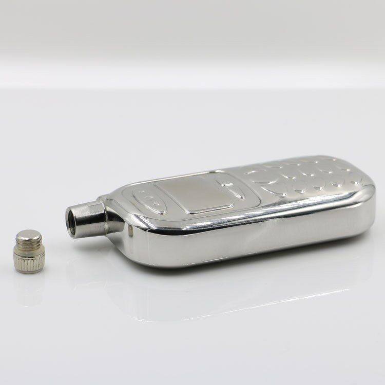 酒壶【久久】跨境货源复古手机型不锈钢酒壶3盎司优质镜面随身酒