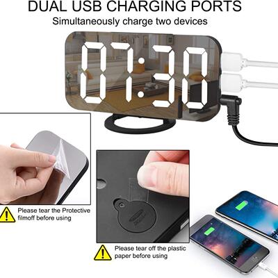 Digital Clock LED Electric Alarm Mirror Surface Makeup