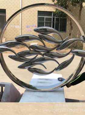 定制广场园林景观艺术不锈钢鱼群雕塑 商场美陈鱼小品雕塑