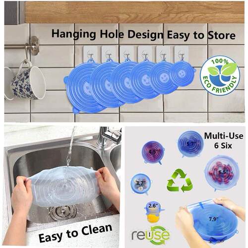 Silicone Cover Stretch Lids Reusable Airtight Food Wrap Cove