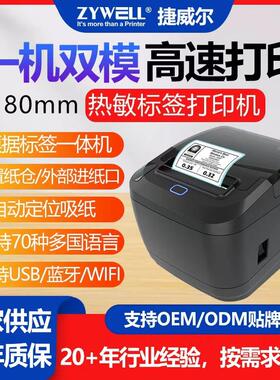 JW310热敏标签小票机双模POS商超快递厨房餐饮家用打印机