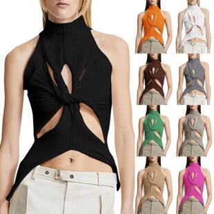 Sleeveless for semi vest with woolen out hollow women