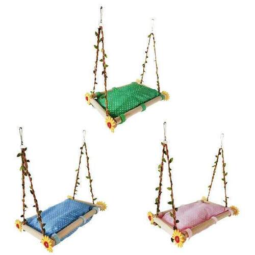 Bird Parrot Cage Hammock Bird Perches Cage Toy Wood