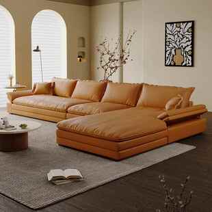 政府补贴华瑞娜意式极简真皮可调节帆船贵妃沙发客厅转角皮艺沙发