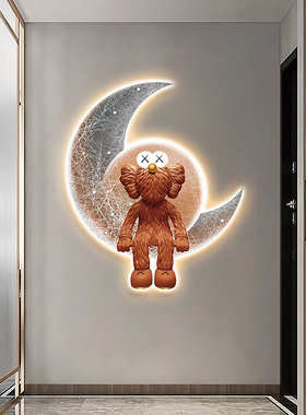 led氛围背景沙发kaws走廊发光装饰画奢挂画玄关客厅轻壁画灯现代