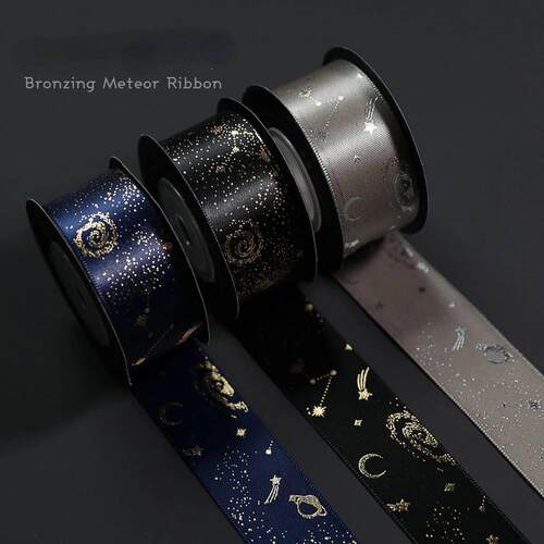 Star Wrapping Paper Meteor Ribbon Gold Silver Christmas Gift