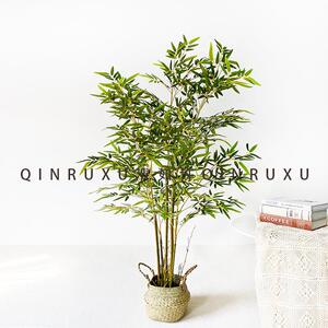 可拆卸树绿植仿真竹子装饰隔断仿真胶片竹叶盆栽金丝竹中式盆景
