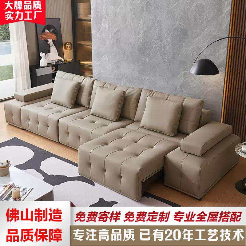 真皮沙发三人位劳伦斯电动沙发床多功能智能伸缩意式极简轻奢客厅