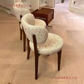 lily式 实木餐古椅 XKE椅法复奶厅油风不带扶手餐椅客单椅轻奢欧式