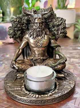 北欧神话凯尔特神话塞努诺斯雕像创意覆古烛台摆件欧式烛台ins风