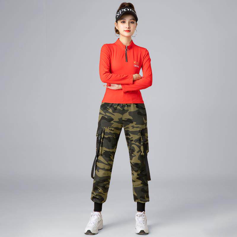 新款秋季长袖杨丽萍广场舞水兵舞服装女迷彩运动服裙子套装新款演