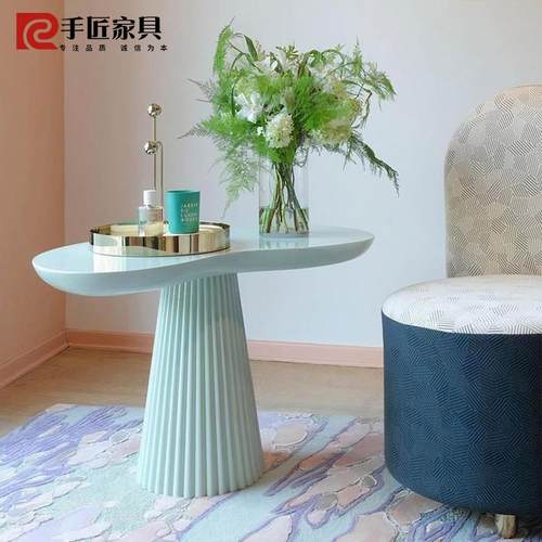 简约风会所接待异形玻璃钢茶几酒店客房小桌子设计师网红沙发边几