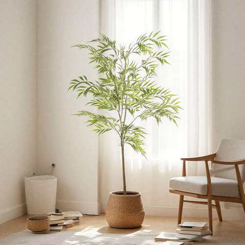 仿真绿植黄天竹南天竹植物盆景新中式室内软装造景假树盆栽摆件