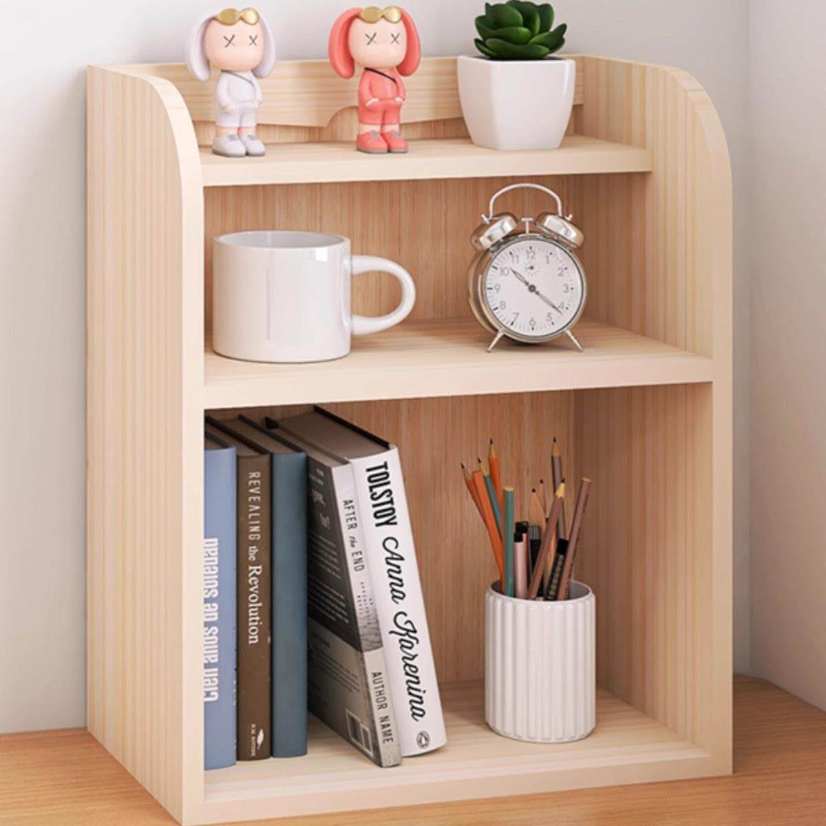 工位书架办公桌面实木置物架书桌多层收纳层架桌上小型台面迷你木