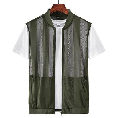 Single piece openwork sheer mesh vest | Outdoor breathable