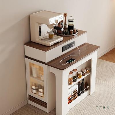 奶油风实木岛台餐桌一体家用可伸缩小户型隔断餐桌椅2025新款轻奢