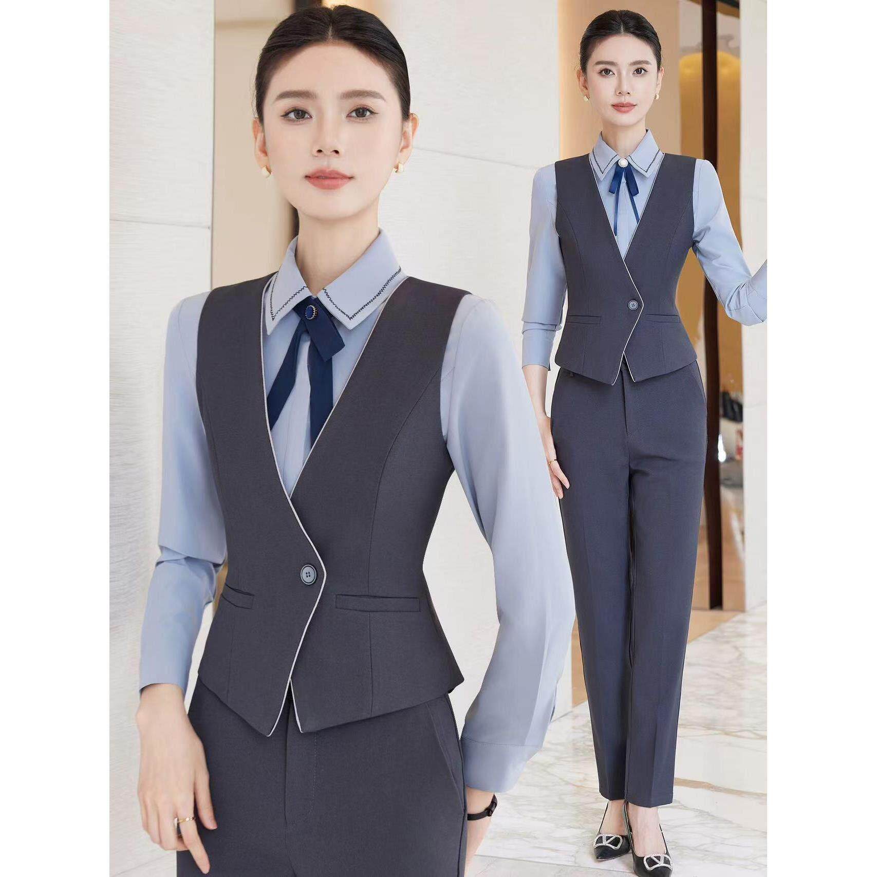 秋冬季职业套装女正装气质范银行经理西服制服酒店前台接待工作服