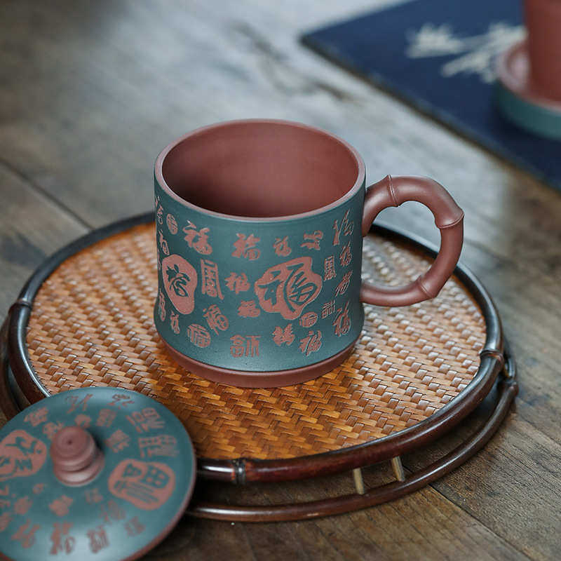 批发宜兴紫砂茶杯全手工百福原矿老紫泥带过滤芯办公室泡茶礼品杯,餐饮具,茶杯,淘宝优惠券,粉丝福利购,淘宝优惠卷