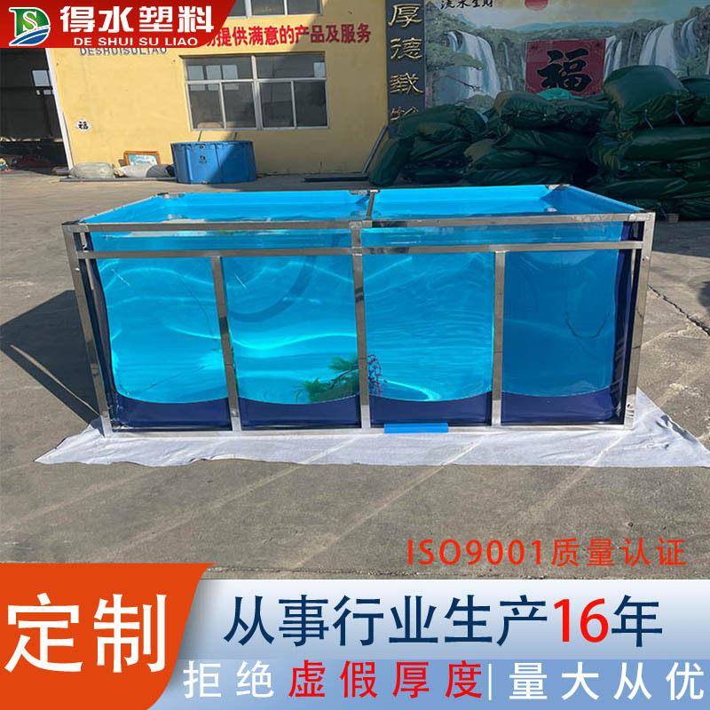 定制OEM帆布水池透明帆布鱼池水箱带架子透明养鱼池暂养池加工