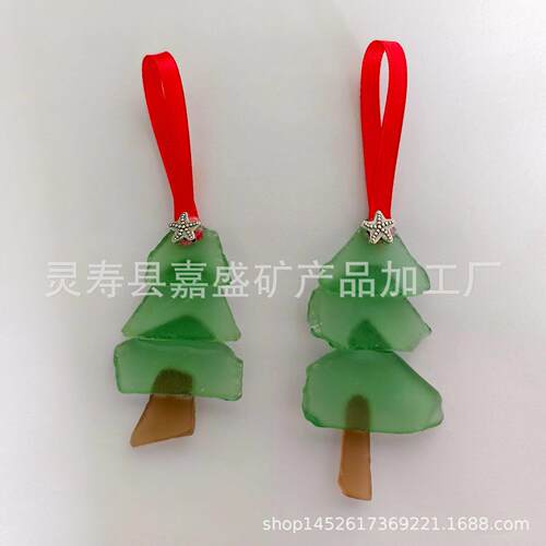 跨境新Sea glass C1452玻hri诞stmas品 tree桌面圣树摆件海璃圣诞