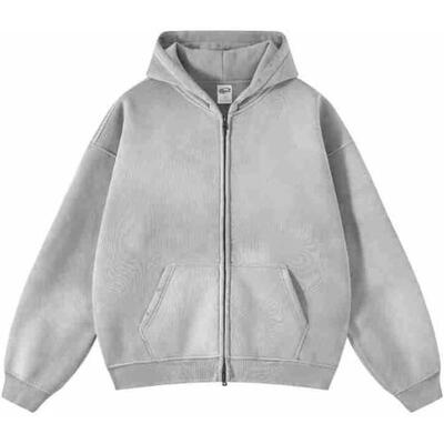 Y 86729 Washed Hoodie with Two-Way Zipper 做旧卫衣