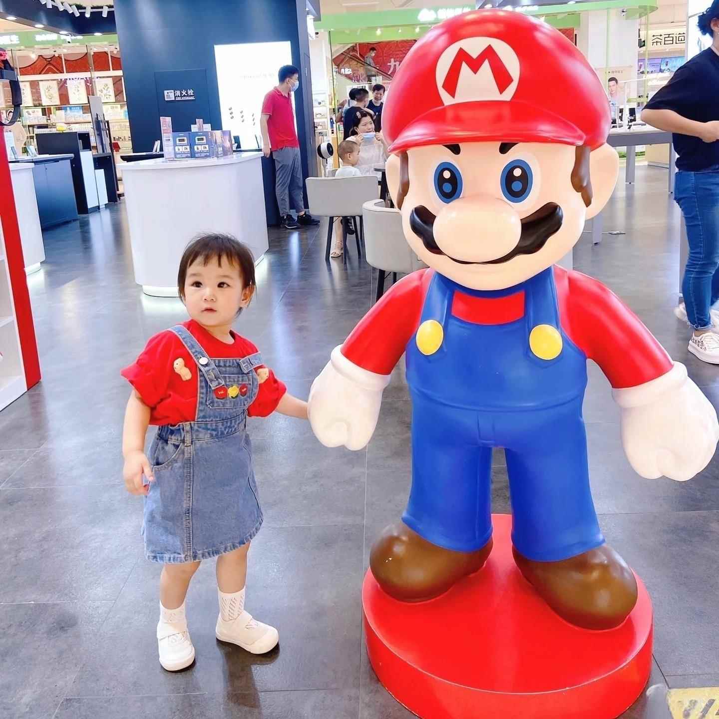 潮玩马里奥大摆件路易吉雕塑超级玛丽卡通人物大娃公仔商铺装饰
