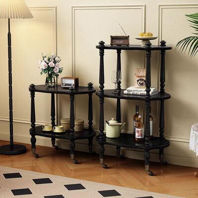 古风复古实小推动中MS-LA81#车置物架客厅边几移双层小户木型沙发