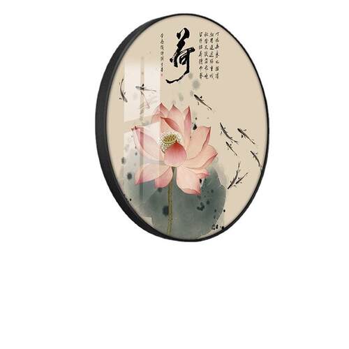 新中式圆形玄关酒店走廊过道鱼图寓意好进门挂画锦鲤装饰画